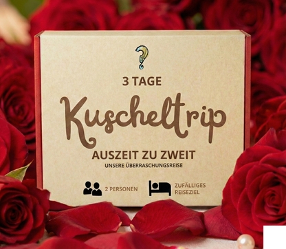 Kuscheltrip Geschenkbox | 3 Tage Überraschungs-Kurzurlaub für 2 Personen