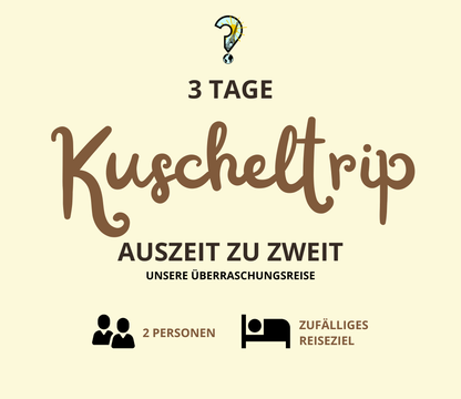 Kuscheltrip Geschenkbox | 3 Tage Überraschungs-Kurzurlaub für 2 Personen
